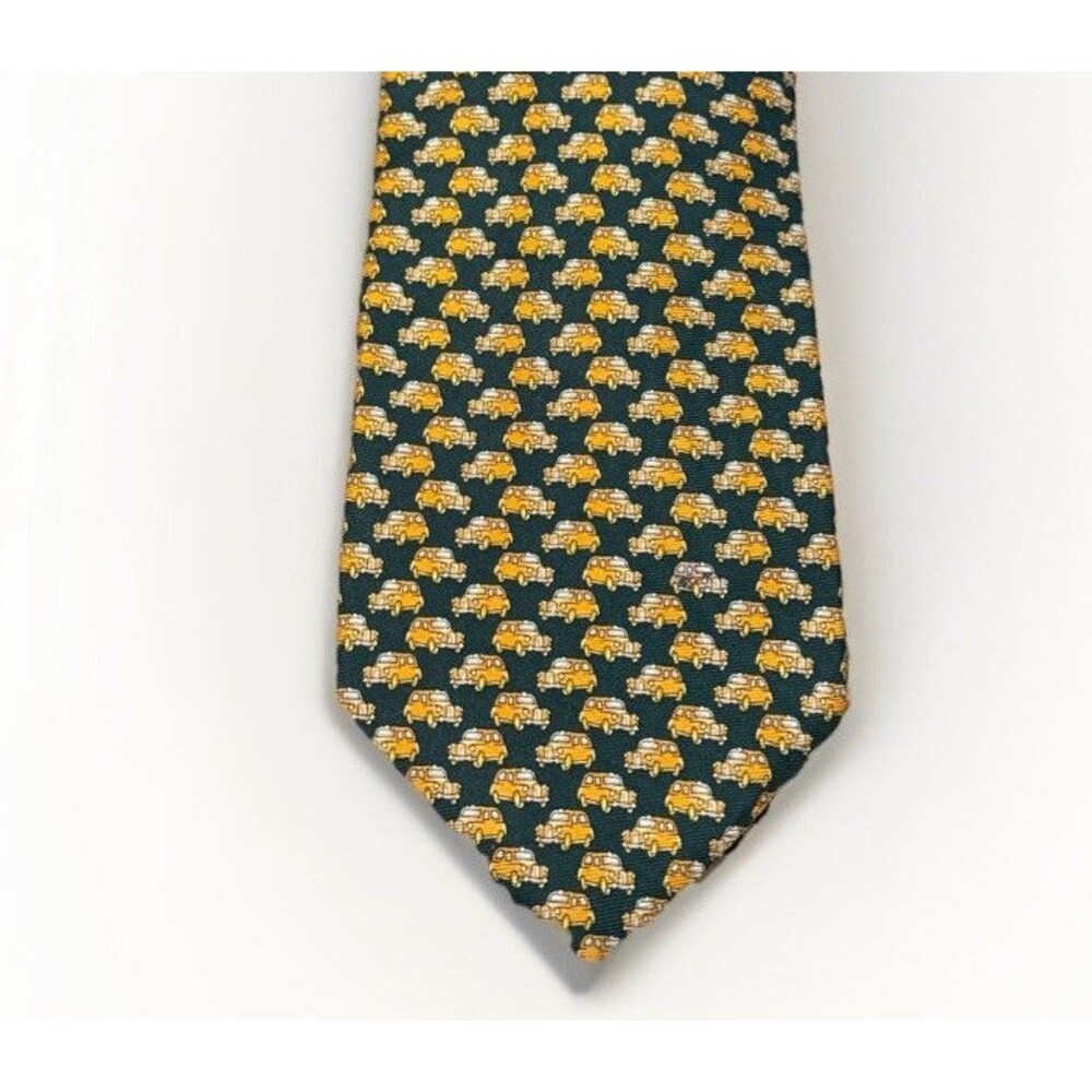 Burberry Yellow London Taxi Pattern Car Men's Tie 100% Silk